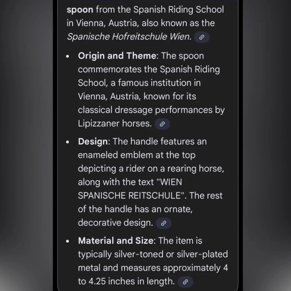 Souvenir Spoon- Vienna, Austria WIEN spanische reitschute Spanish Riding School